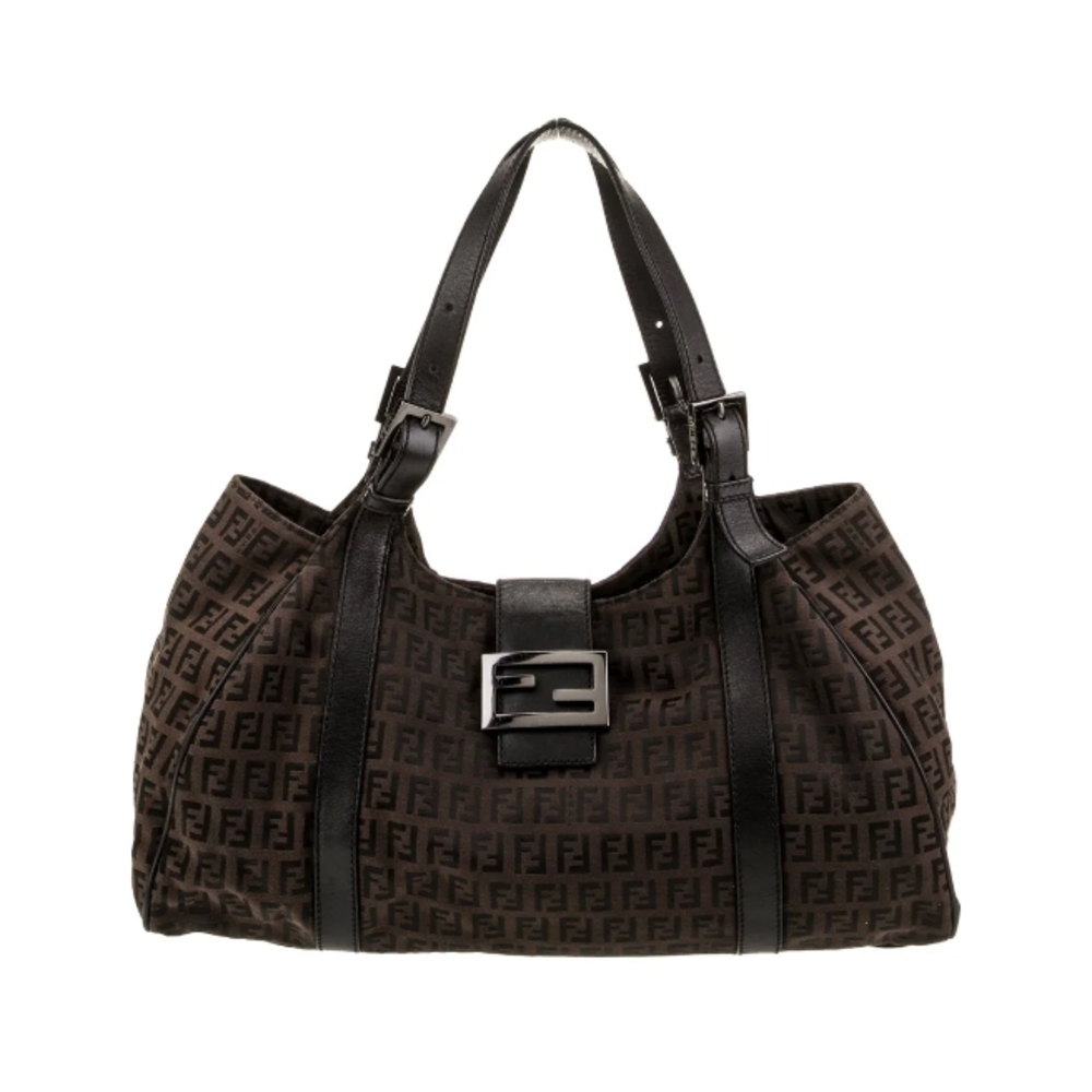 Fendi Dark Brown and Black Zucchini Shoulder Bag